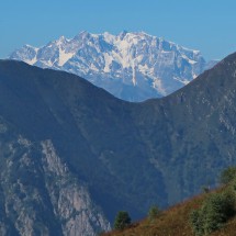 Detail of Monte Rosa: The highest point is with 4634 meters sea-level the black cone (second summit from right)